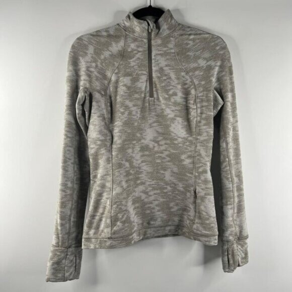 Lululemon It's Rulu Run Half Zip Sz 6 Data Rush Mini Jacquard White Opal Rover - Picture 1 of 7